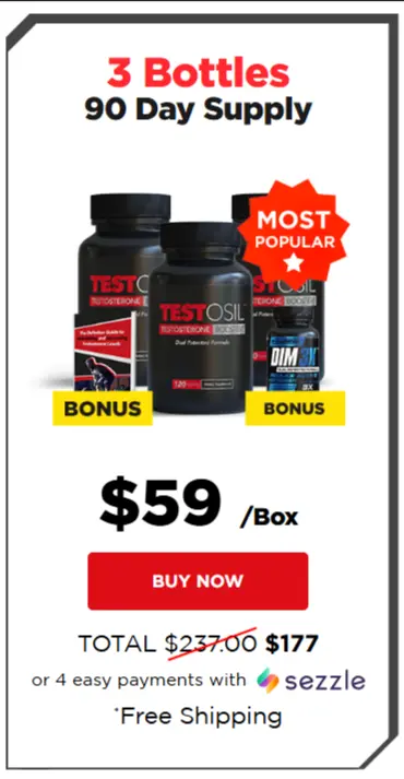 Testosil Bulk Offer: 3 bottles for $207 ($59 per bottle)