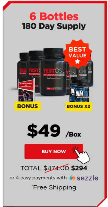 Testosil Super Saver Pack: 6 Bottles for $294 ($49 per bottle)
